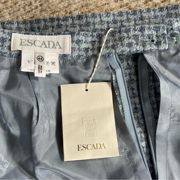 Escada 100% Cashmere Blue Straight Skirt Size 12 - Picture 4 of 8